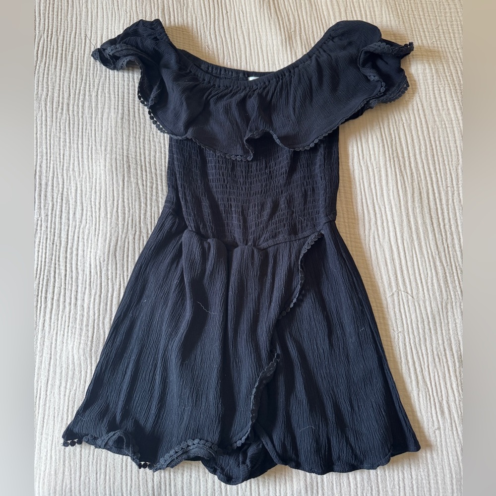Black Off-Shoulder skort romper